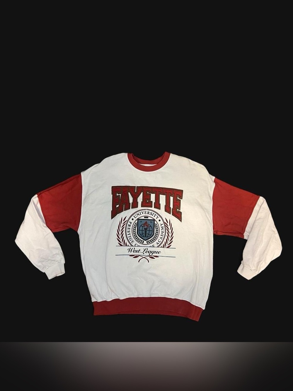 BDG White and Red University Graphic Crewneck Sweatshirt